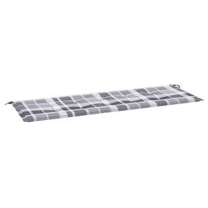 vidaXL Coussin de banc de jardin motif à carreaux gris 150x50x4 cm
