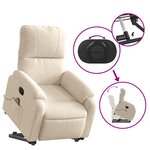 vidaXL Fauteuil inclinable de massage beige tissu microfibre