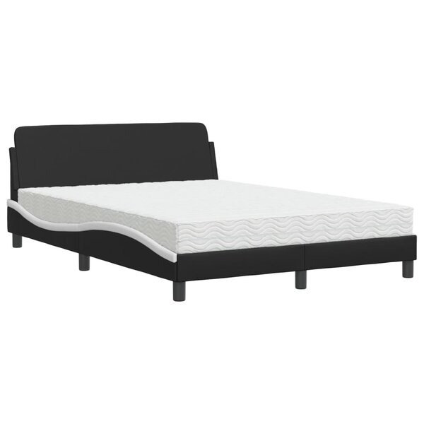 vidaXL Lit avec matelas noir et blanc 120x200 cm similicuir