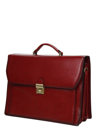 Cartable Hype  en cuir - KATANA - 3 soufflets - 39 cm - 63032-Rouge