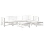 vidaXL Salon de jardin 7 Pièces Blanc Bois de pin massif