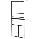 vidaXL Paroi de douche avec étagère Noir 80x195 cm Verre ESG&Aluminium