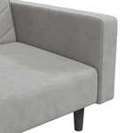 vidaXL Canapé-lit à 2 places avec deux oreillers Gris clair Velours