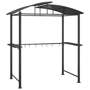 vidaXL Gazebo BBQ et étagères latérales anthracite 210x114x230cm acier