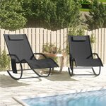 vidaXL Chaises longues à bascule 2 Pièces Noir Acier et textilène