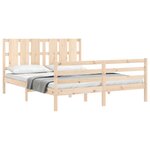 vidaXL Cadre de lit avec tête de lit king size bois massif