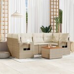 vidaXL Salon de jardin avec coussins 7 Pièces beige résine tressée