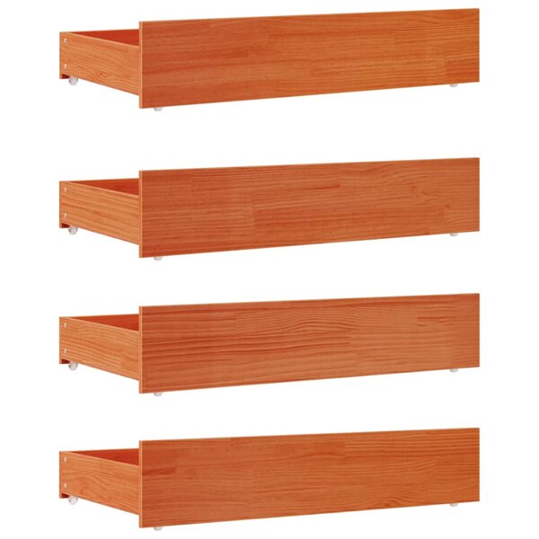 vidaXL Tiroirs de lit 4 Pièces cire marron bois de pin massif