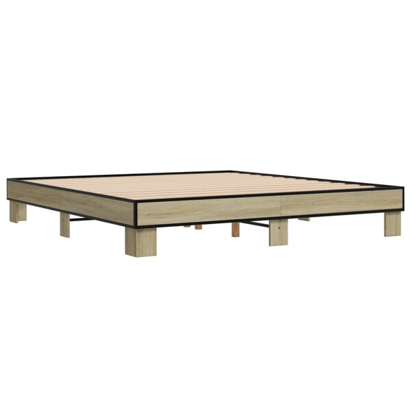 vidaXL Cadre de lit chêne sonoma 180x200 cm bois d'ingénierie et métal