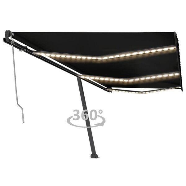 vidaXL Auvent automatique capteur de vent et LED 600x300 cm Anthracite
