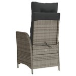 vidaXL Chaise inclinable de jardin avec coussins gris résine tressée