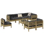 vidaXL Salon de jardin 9 Pièces avec coussins bois de pin imprégné
