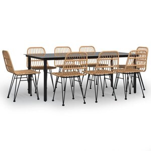 vidaXL Ensemble à manger de jardin 9 Pièces Résine tressée