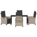 vidaXL Set de jardin de 5 pièces Gris clair Poly Rotin
