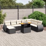 vidaXL Salon de jardin 9 Pièces avec coussins noir résine tressée