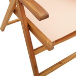 vidaXL Chaises inclinables de jardin lot de 8 beige tissu bois massif