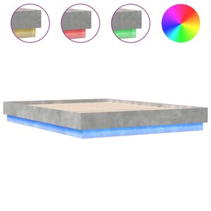 vidaXL Cadre de lit avec lumières LED gris béton 150x200 cm