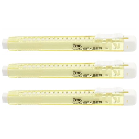 Stylo gomme CLIC ERASER  Corps Jaune pastel x 3 PENTEL