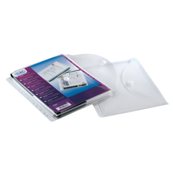 Pochettes perforées Polypropylène 20/100e, à soufflet de 13 mm, fermeture velcro - Transparent (paquet 10 unités)