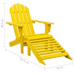 vidaXL Chaise de jardin Adirondack avec pouf bois de sapin jaune