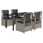 vidaXL Ensemble à manger de jardin et coussins 5 Pièces gris clair rotin