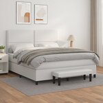 vidaXL Sommier à lattes de lit avec matelas Blanc 180x200cm Similicuir