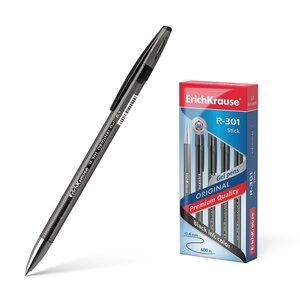 LOT de 12 Stylo Gel Erichkrause R-301 Gel Original 05 - Corps Translucide en Couleurs Saturées - Pointe 05mm - Encre Gel à Séchage Rapide - Couleur Noir