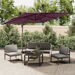 vidaXL Parasol cantilever à double toit Bordeaux Rouge 400x300 cm