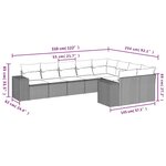 vidaXL Salon de jardin 9 Pièces avec coussins gris clair résine tressée
