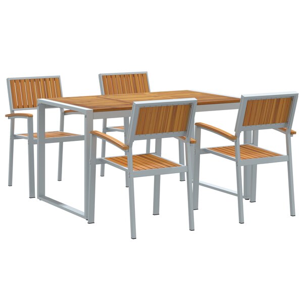 vidaXL Ensemble de salle à manger de jardin de 5 pièces en bois massif d'acacia et métal