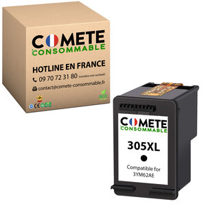 COMETE, PME française - 305XL - 1 Cartouche d'encre Compatible avec HP 305 ou 305XL Noire - pour HP DeskJet 2720 2700E 2700 2710E 2710 2721E 2723E 4120E Envy 6000 6020 6020E - 1 Noir