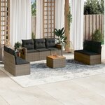 vidaXL Salon de jardin 8 Pièces avec coussins gris résine tressée