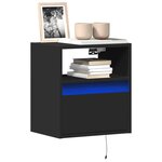 vidaXL Meuble TV mural avec lumières LED noir 41x31x45 cm