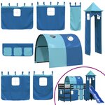 vidaXL Lit mezzanine enfants avec tour bleu 90x200 cm bois pin massif