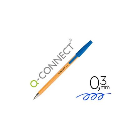 Stylo-bille écriture fine 0.3mm encre classique bille indéformable encre couleur bleu Q-CONNECT