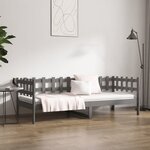 vidaXL Lit de jour sans matelas gris 90x190 cm bois de pin massif