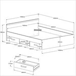 Lit adulte 140 x 190 cm - Blanc mat