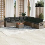 vidaXL Salon de jardin avec coussins 10 Pièces gris résine tressée