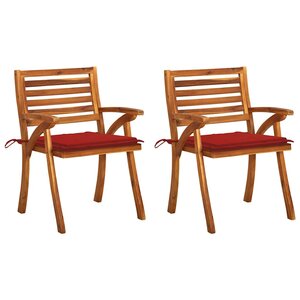 vidaXL Chaises à manger de jardin avec coussins lot de 2 Acacia massif