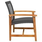 vidaXL Chaises de jardin lot de 2 noir résine tressée et bois d’acacia