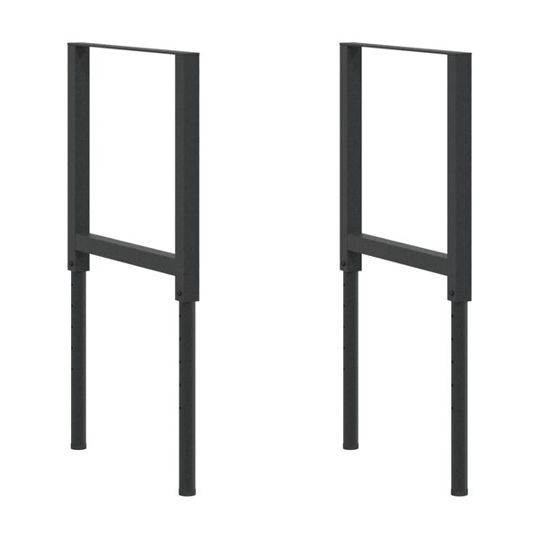 vidaXL Cadres d'établi réglables 2 Pièces Métal 55x(69-95 5) cm Noir