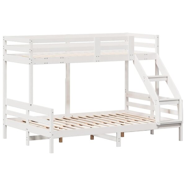 vidaXL Lit superposé 90x200/140x200 cm blanc bois de pin massif