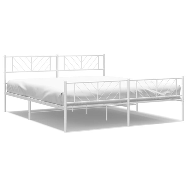 vidaXL Cadre de lit métal avec tête de lit/pied de lit blanc 180x200cm