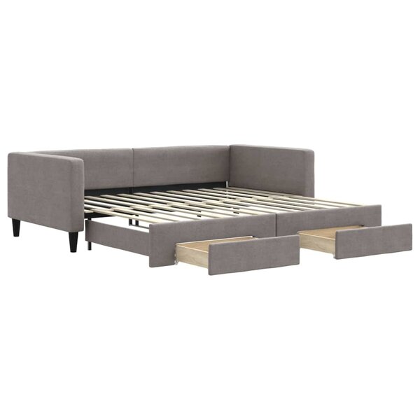 vidaXL Lit de jour avec gigogne et tiroirs taupe 100x200 cm tissu