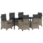 vidaXL Set de Salle à Manger de Jardin 7 Pièces avec Coussins Gris Poly Rattan
