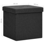 vidaXL Tabouret de rangement pliable Noir Faux lin