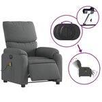 vidaXL Fauteuil inclinable de massage électrique gris foncé tissu