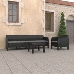 vidaXL Salon de jardin 3 Pièces avec coussins PP Rotin Anthracite