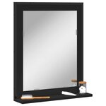vidaXL Miroir de salle de bain avec étagère noir bois d’ingénierie