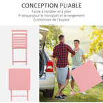 Salon de jardin bistro pliable - table carrée dim. 60L x 60l x 71H cm avec 2 chaises - métal thermolaqué rose